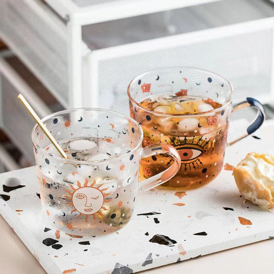 Frendorf | 17oz Hochborosilikatglasbecher mit Maß Frühstücksbecher Milchbecher Kaffeebecher Glas