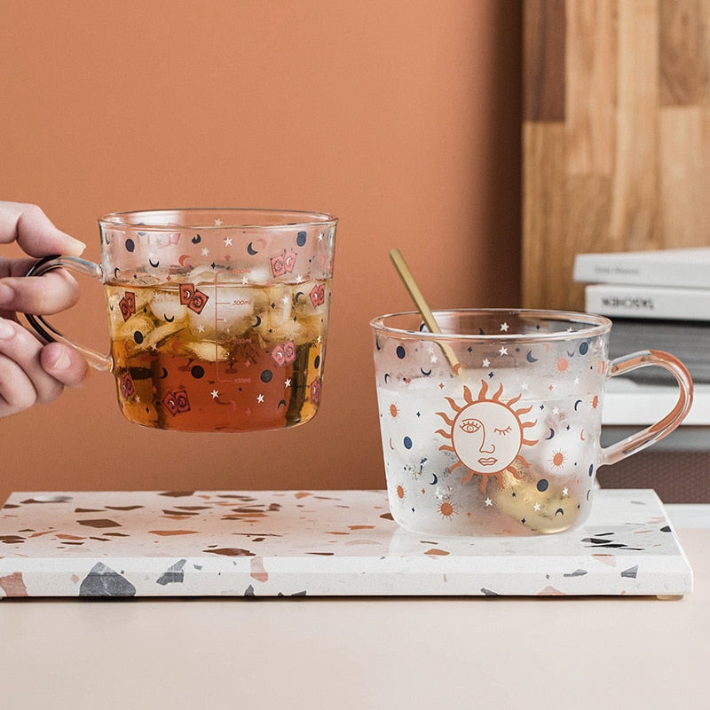 Frendorf | 17oz Hochborosilikatglasbecher mit Maß Frühstücksbecher Milchbecher Kaffeebecher Glas