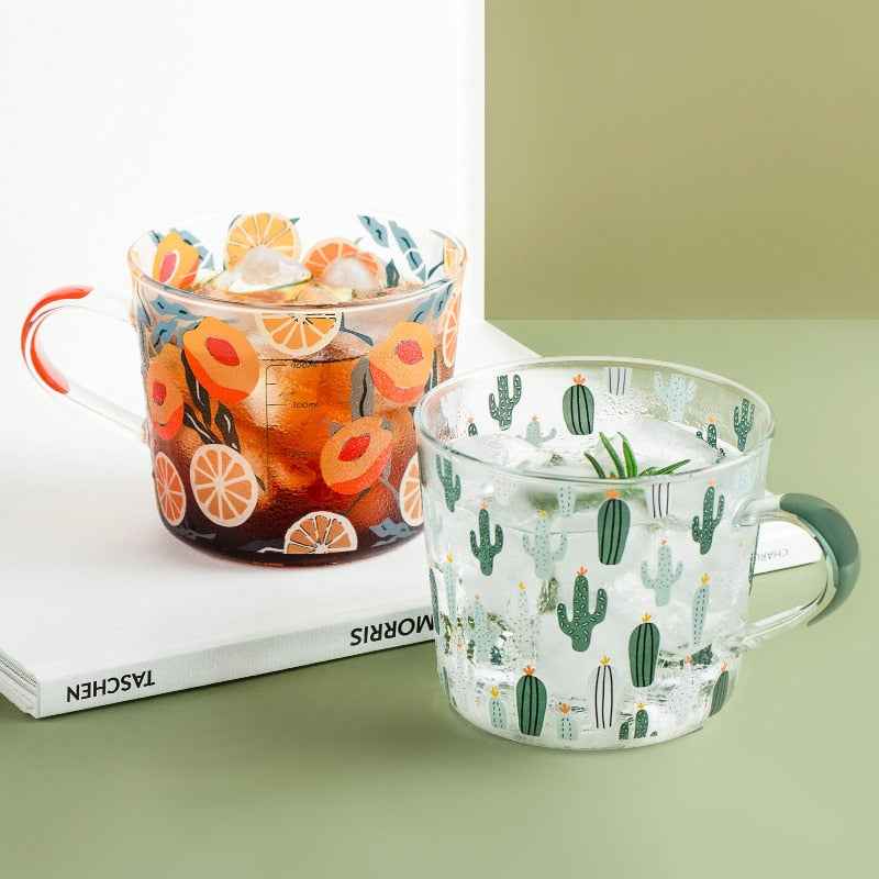 Frendorf | 17oz Hochborosilikatglasbecher mit Maß Frühstücksbecher Milchbecher Kaffeebecher Glas