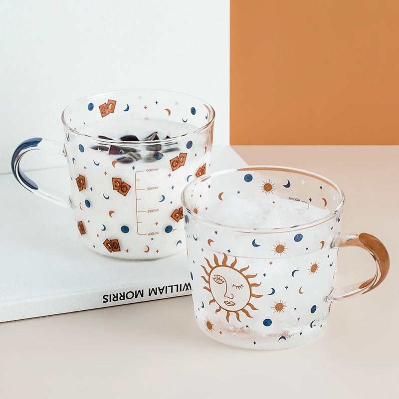 Frendorf | 17oz Hochborosilikatglasbecher mit Maß Frühstücksbecher Milchbecher Kaffeebecher Glas