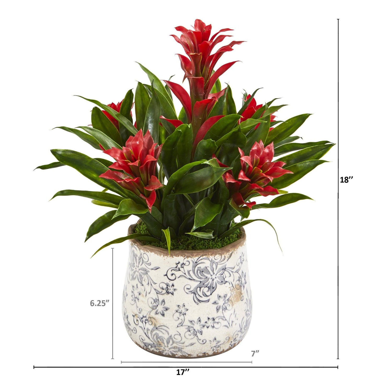 18” Bromelien Künstliche Pflanze in Blumenvase