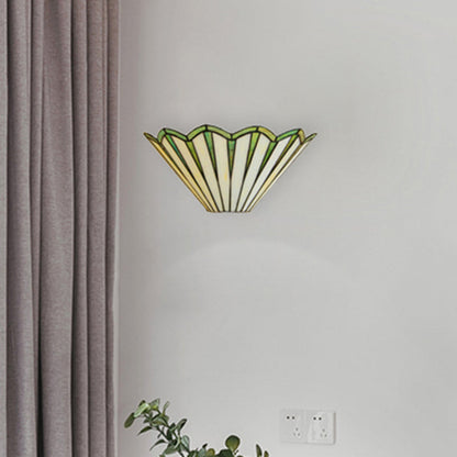 Frendorf | Glas Kegel Wandleuchte Koffiehuis 1 Licht Eenvoudige Stijl Shuttlecock Wandlamp in Groen