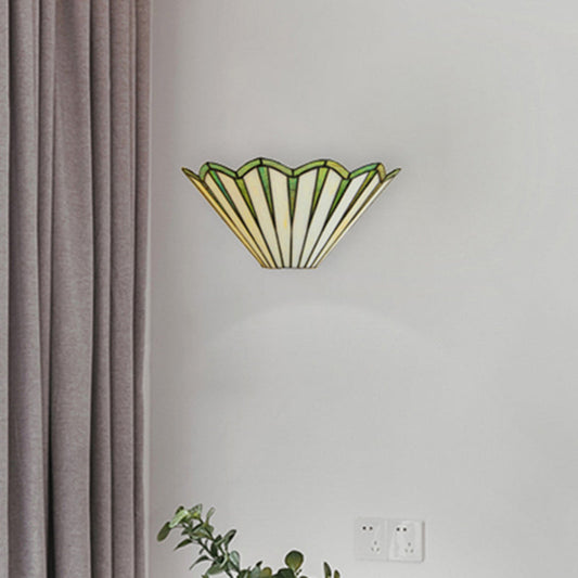 Frendorf | Glas Kegel Wandleuchte Koffiehuis 1 Licht Eenvoudige Stijl Shuttlecock Wandlamp in Groen