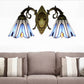 Frendorf | Florale Wandlamp Tiffany-Stil Buntglas 2-Licht Wandleuchte in Blau für Flur