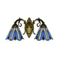 Frendorf | Florale Wandlamp Tiffany-Stil Buntglas 2-Licht Wandleuchte in Blau für Flur