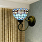 Frendorf | Mediterrane Stil Schalen Wandleuchte 6"/8" Breite 1 Kopf Buntglas Wandlampe in Blau für Stoffgeschäft