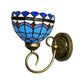 Frendorf | Mediterrane Stil Schalen Wandleuchte 6"/8" Breite 1 Kopf Buntglas Wandlampe in Blau für Stoffgeschäft