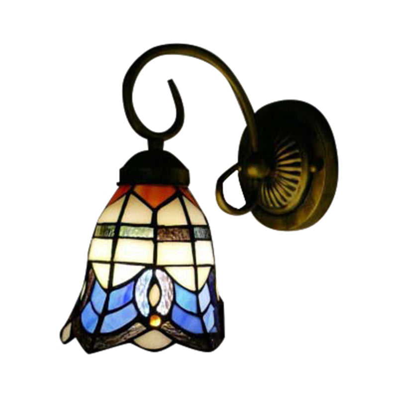 Frendorf | Barokstijl 8"/6" W Raster Bel Muurverlichting Gehard Glas 1 Hoofd Beige Wandlamp voor Keuken