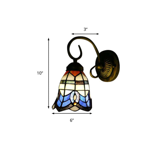 Frendorf | Barokstijl 8"/6" W Raster Bel Muurverlichting Gehard Glas 1 Hoofd Beige Wandlamp voor Keuken