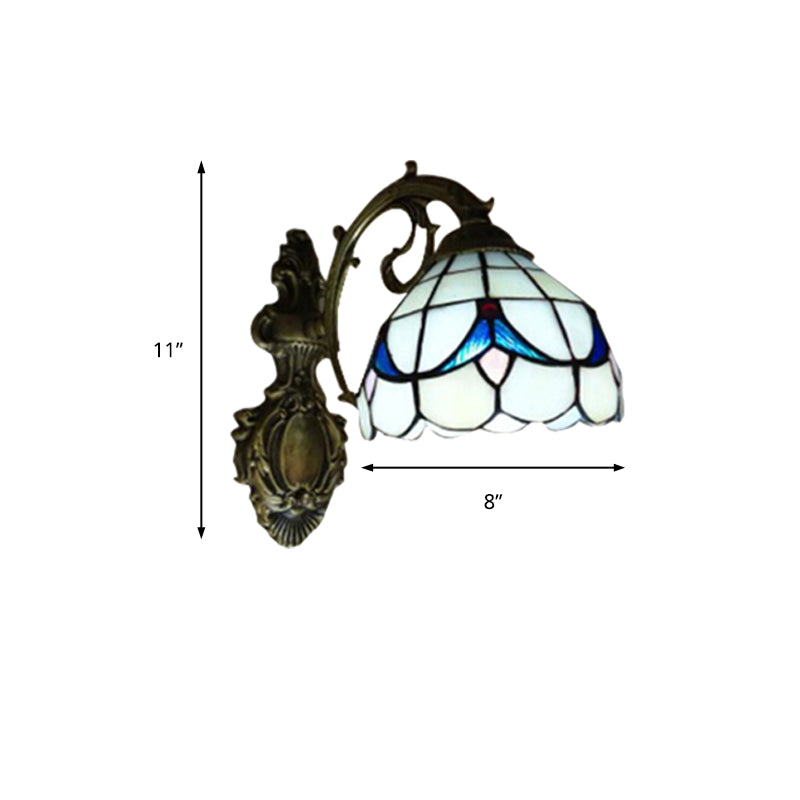 Frendorf | Tulpenmotiv Badezimmer Wandleuchte Glas 1 Licht Tiffany Stylische Wandleuchte in Antikbronze-Finish