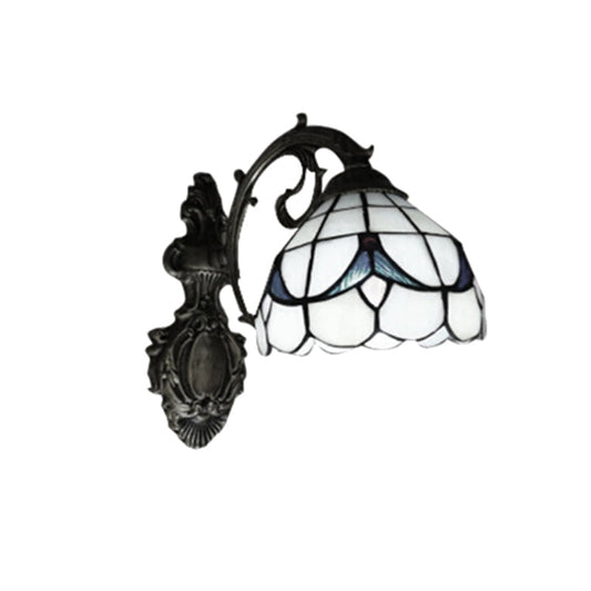 Frendorf | Tulpenmotiv Badezimmer Wandleuchte Glas 1 Licht Tiffany Stylische Wandleuchte in Antikbronze-Finish