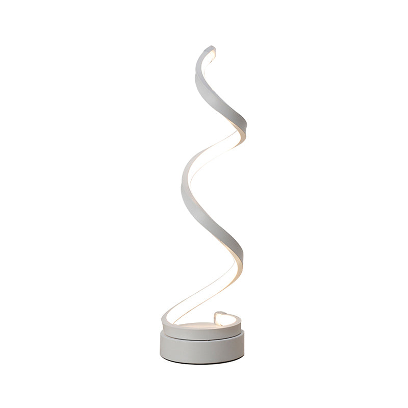 Spiral Ribbon Metall Tischlampe Einfachheit Schwarz/Weiß/Gold LED Arbeitsplatzbeleuchtung mit Kreis-Podest in Warm/Weiß Licht