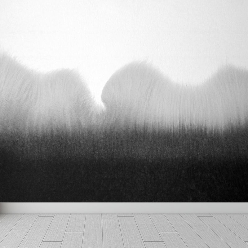 Big Ink Painting Mural Wallpaper Minimalismus Abstrakte Wandkunst in Schwarz und Weiß