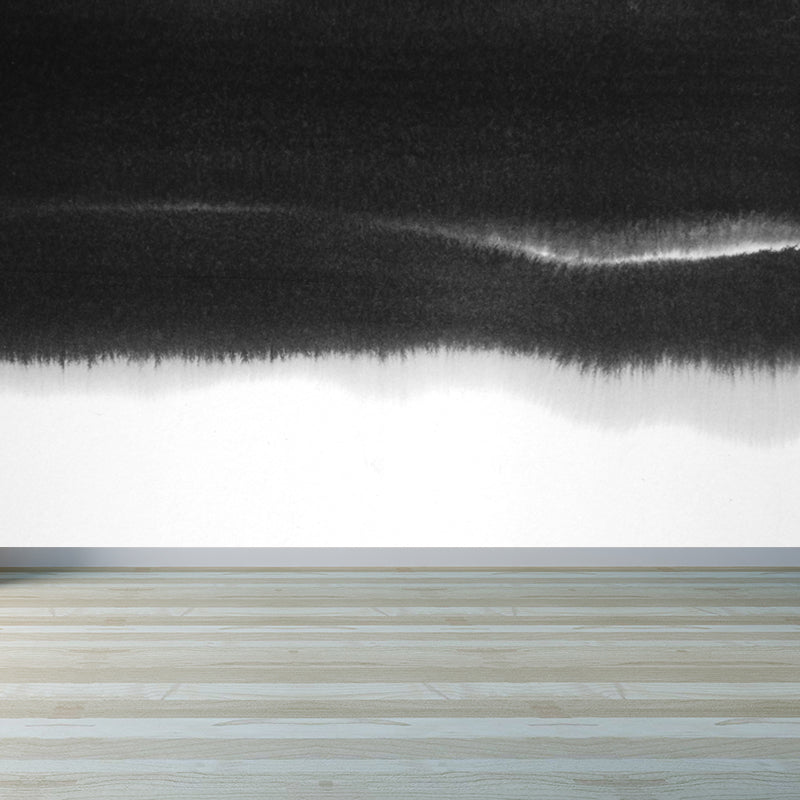 Big Ink Painting Mural Wallpaper Minimalismus Abstrakte Wandkunst in Schwarz und Weiß