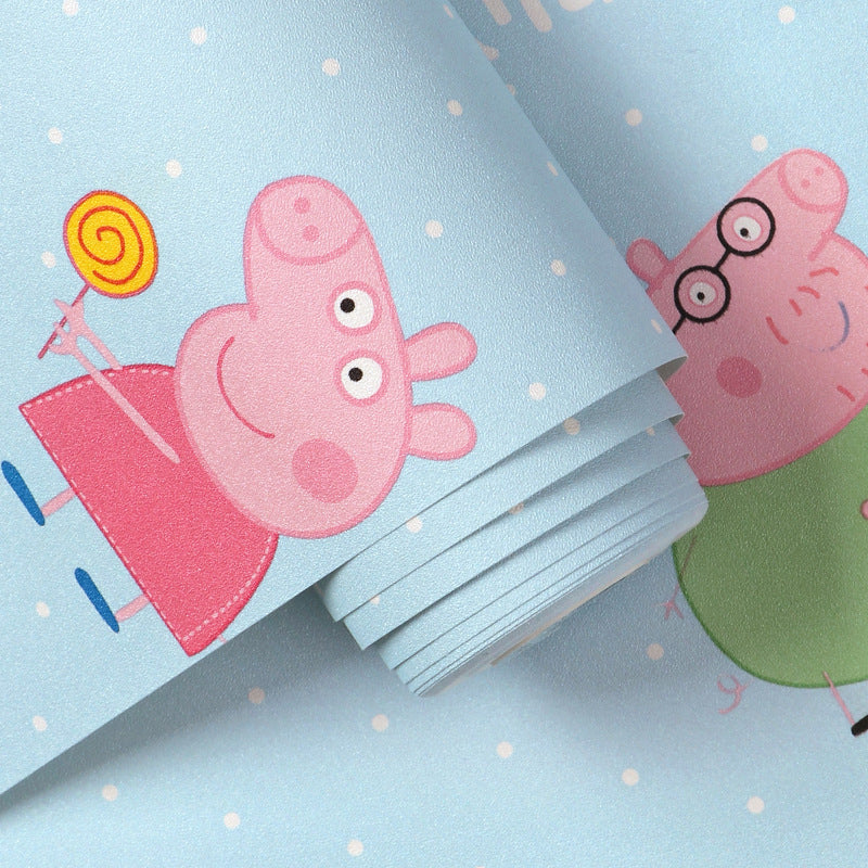 Frendorf | Schöne blaue Schwein Nicht-klebende Tapete für Jungen und Mädchen, 33 Fuß x 20,5 Zoll