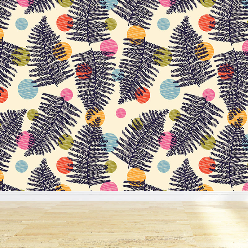 Frendorf | Botanischer Blattdruck Tapete Wandmalerei Zeitgenössische Vlies Wandkunst in dunkler Farbe