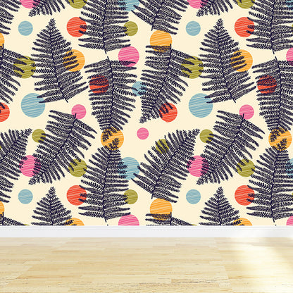 Frendorf | Botanischer Blattdruck Tapete Wandmalerei Zeitgenössische Vlies Wandkunst in dunkler Farbe