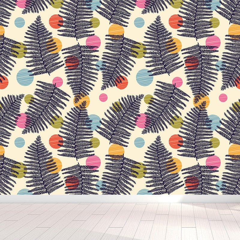 Frendorf | Botanischer Blattdruck Tapete Wandmalerei Zeitgenössische Vlies Wandkunst in dunkler Farbe