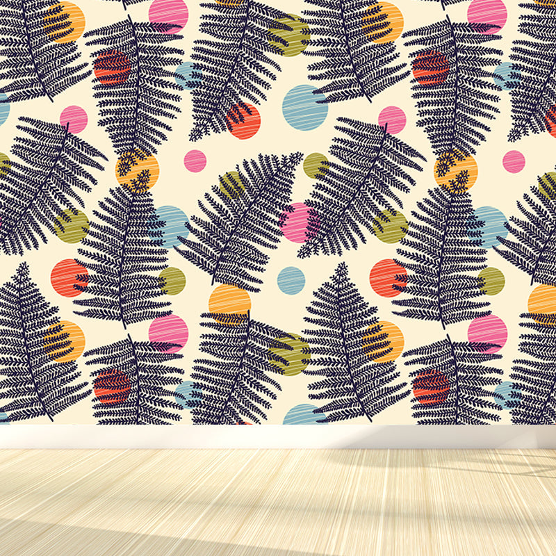 Frendorf | Botanischer Blattdruck Tapete Wandmalerei Zeitgenössische Vlies Wandkunst in dunkler Farbe