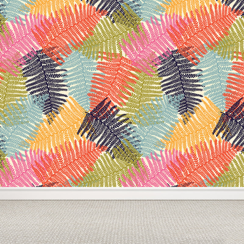 Frendorf | Botanischer Blattdruck Tapete Wandmalerei Zeitgenössische Vlies Wandkunst in dunkler Farbe