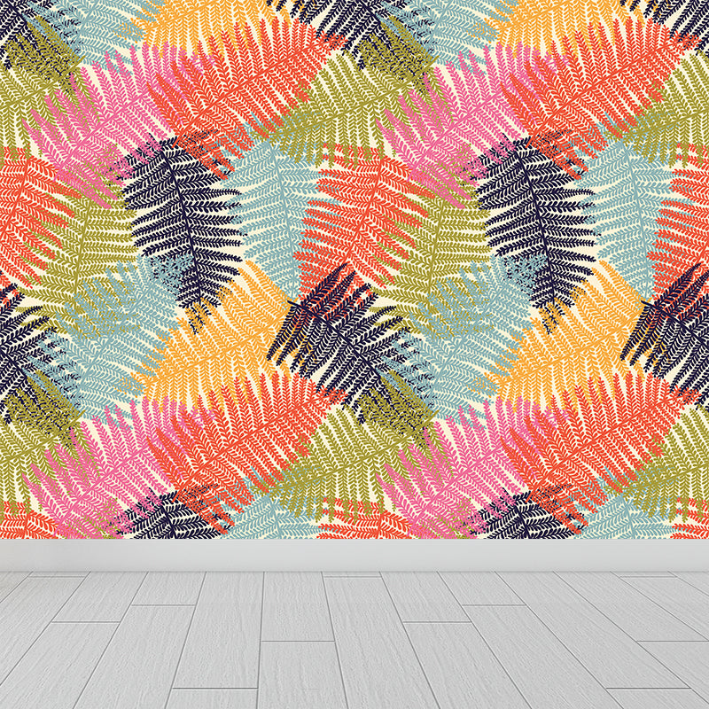 Frendorf | Botanischer Blattdruck Tapete Wandmalerei Zeitgenössische Vlies Wandkunst in dunkler Farbe