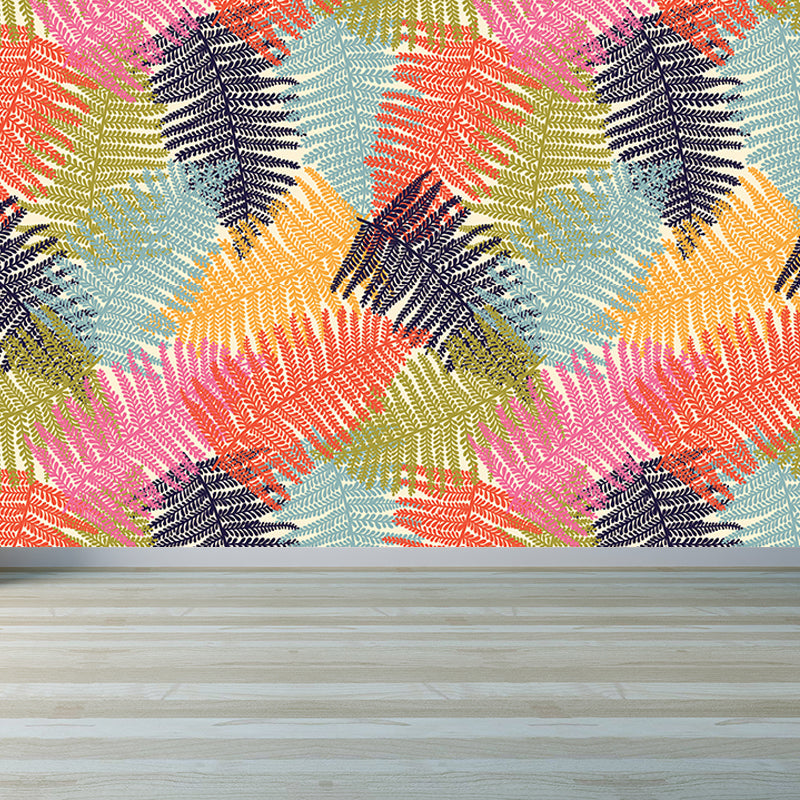 Frendorf | Botanischer Blattdruck Tapete Wandmalerei Zeitgenössische Vlies Wandkunst in dunkler Farbe