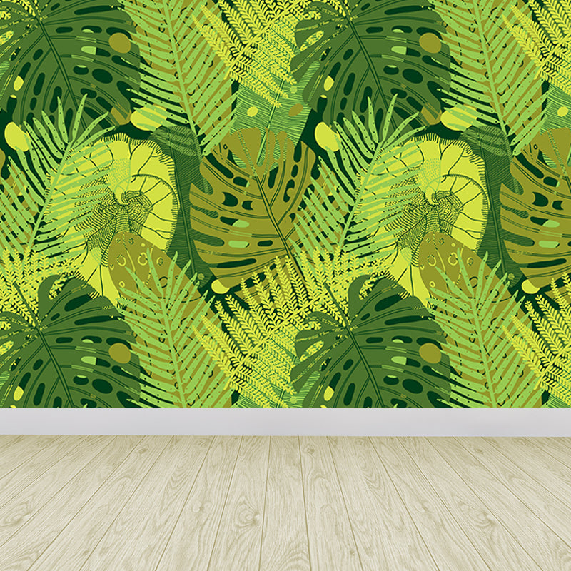 Frendorf | Botanischer Blattdruck Tapete Wandmalerei Zeitgenössische Vlies Wandkunst in dunkler Farbe