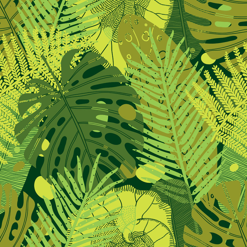 Frendorf | Botanischer Blattdruck Tapete Wandmalerei Zeitgenössische Vlies Wandkunst in dunkler Farbe