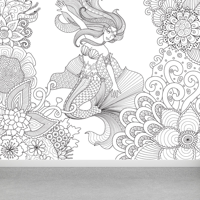 Frendorf | Kinderen Fantasy Geheim Tuin Muur Decal Zwart-wit Waterdichte Wandkunst voor Kamer
