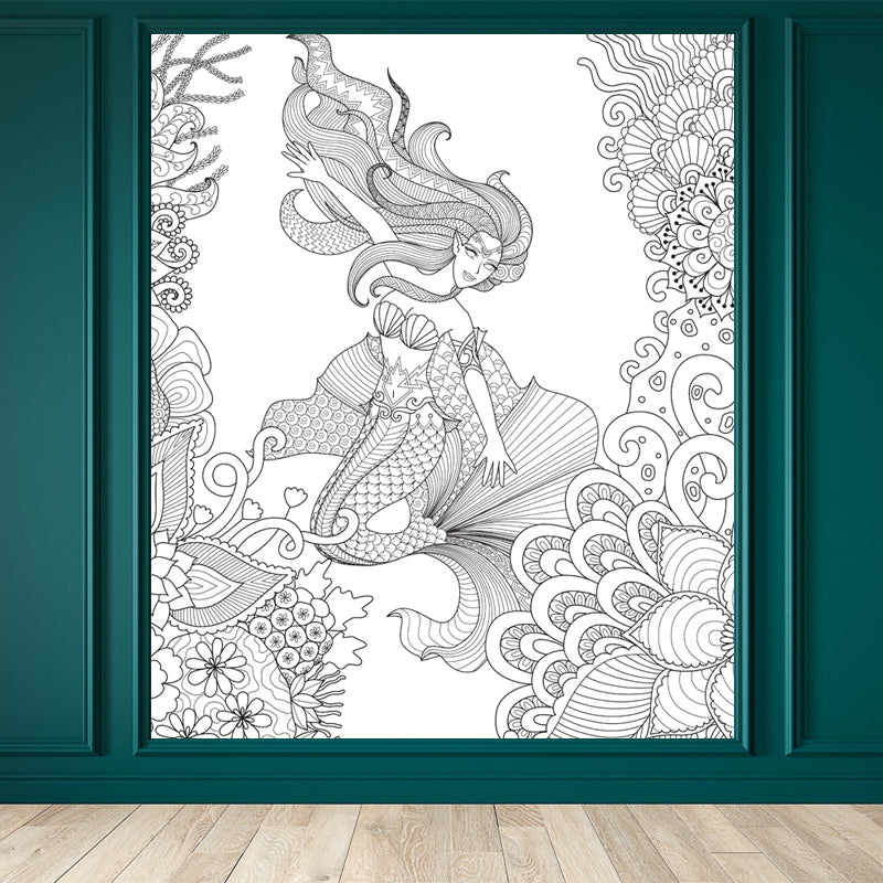 Frendorf | Kinderen Fantasy Geheim Tuin Muur Decal Zwart-wit Waterdichte Wandkunst voor Kamer