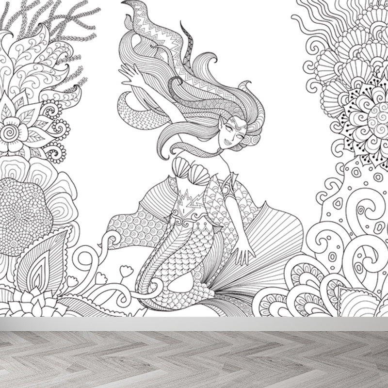 Frendorf | Kinderen Fantasy Geheim Tuin Muur Decal Zwart-wit Waterdichte Wandkunst voor Kamer