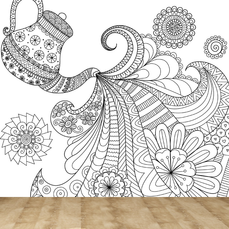 Frendorf | Kinderen Fantasy Geheim Tuin Muur Decal Zwart-wit Waterdichte Wandkunst voor Kamer