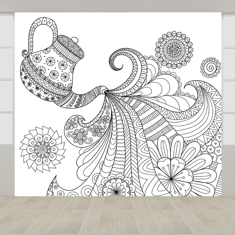Frendorf | Kinderen Fantasy Geheim Tuin Muur Decal Zwart-wit Waterdichte Wandkunst voor Kamer