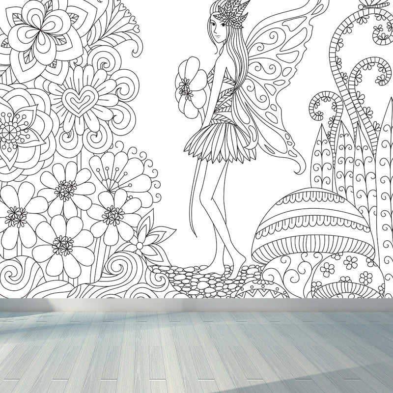 Frendorf | Kinderen Fantasy Geheim Tuin Muur Decal Zwart-wit Waterdichte Wandkunst voor Kamer