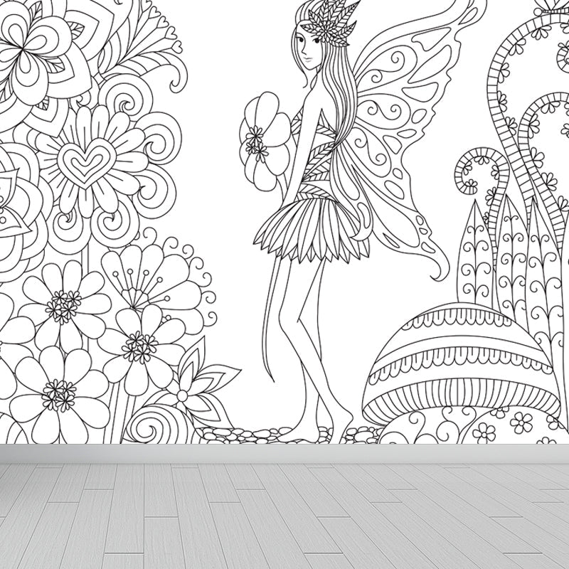 Frendorf | Kinderen Fantasy Geheim Tuin Muur Decal Zwart-wit Waterdichte Wandkunst voor Kamer