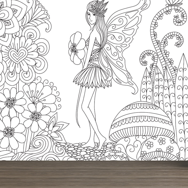 Frendorf | Kinderen Fantasy Geheim Tuin Muur Decal Zwart-wit Waterdichte Wandkunst voor Kamer