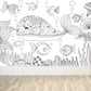 Frendorf | Zwarte en Witte Doodles Muurbehang Fantasy Kinderen Vochtbestendige Muurkunst