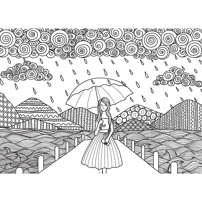 Frendorf | Zwarte en Witte Doodles Muurbehang Fantasy Kinderen Vochtbestendige Muurkunst