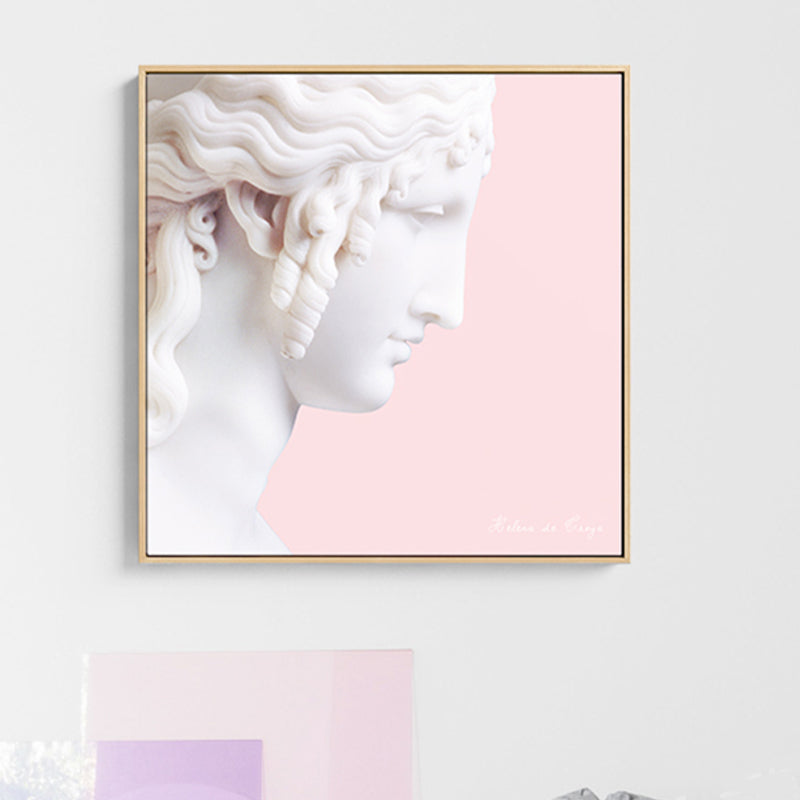 Frendorf | Nordic Gips Skulptur Leinwand Kunst Weiß Esszimmer Wanddeko auf Pink, Optionale Größen