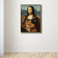 Frendorf | Schwarze moderne Wandkunst Spoof-Zeichnung Mona Lisa mit ihrer Katze Leinwanddruck für das Schlafzimmer