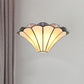 Frendorf | Geriffelte Wandleuchte Traditionell 2 Lichter Buntglas Wandleuchte mit Weitwinkel-Schirm