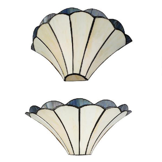 Frendorf | Geriffelte Wandleuchte Traditionell 2 Lichter Buntglas Wandleuchte mit Weitwinkel-Schirm