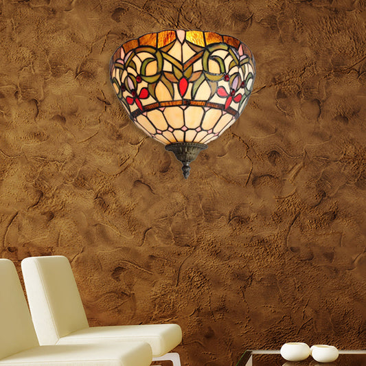Frendorf | Rustieke Kom Wandlamp Verlichting Gekleurd Glas 1 Lamp Wandverlichting in Meerkleurig voor Trap