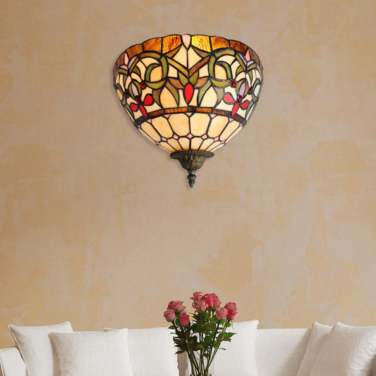 Frendorf | Rustieke Kom Wandlamp Verlichting Gekleurd Glas 1 Lamp Wandverlichting in Meerkleurig voor Trap