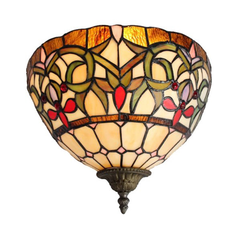 Frendorf | Rustieke Kom Wandlamp Verlichting Gekleurd Glas 1 Lamp Wandverlichting in Meerkleurig voor Trap