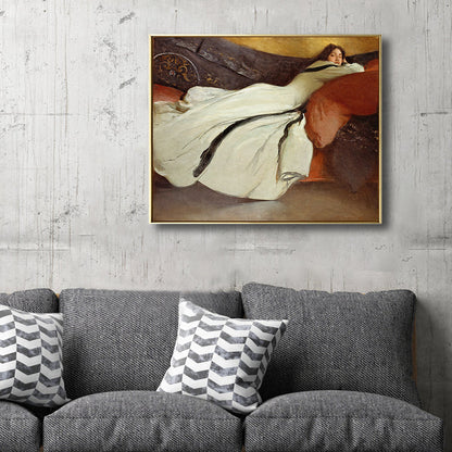 Frendorf | Texturierte Frauen-Napping-Malerei-Leinwanddruck Art Nouveau Wanddeko für das Esszimmer