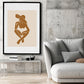 Frendorf | Braun Hatted Girl Art Print Figur Muster Nordic Texturiert Eingewickelte Leinwand für Wohnzimmer