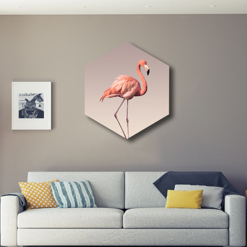 Flamingo Leinwanddruck Hausinterieur Fotografie Tropisches Tier Wandkunst in Pink, Texturiert