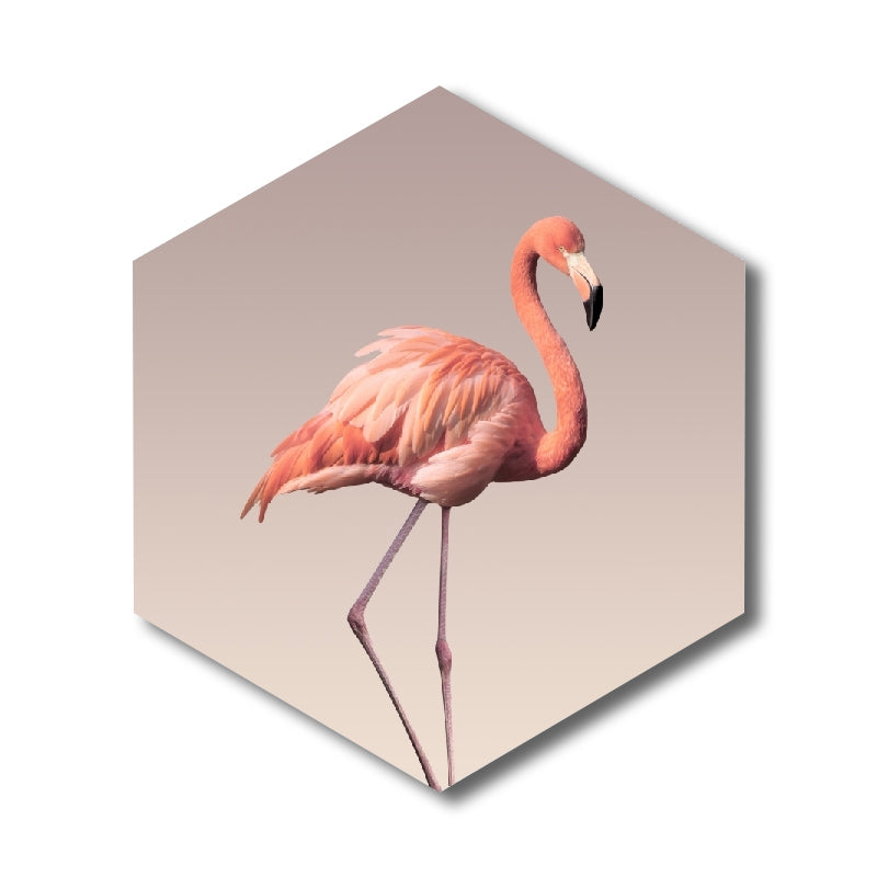 Frendorf | Flamingo Leinwanddruck Hausinterieurfotografie Tropisches Tier Wandkunst in Rosa, Geschichtet