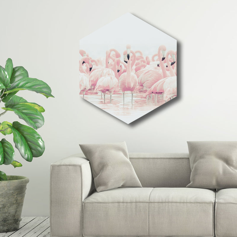 Flamingo Leinwanddruck Hausinterieur Fotografie Tropisches Tier Wandkunst in Pink, Texturiert